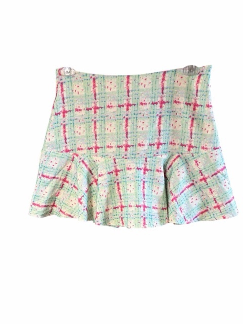 Entro Abstract Plaid Ruffle Skort NWT